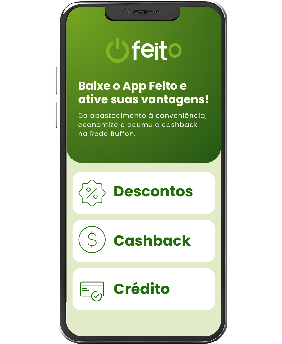 Aplicativo Feito exibido em um celular